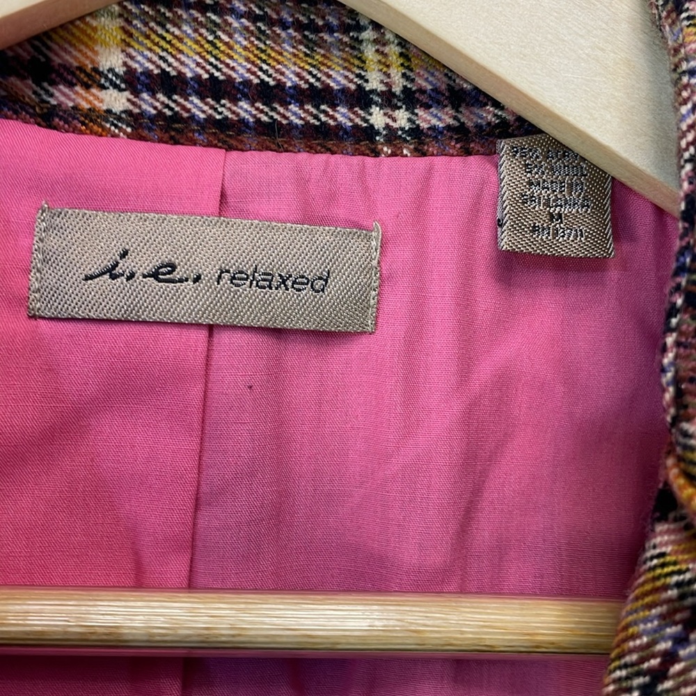 I.E. relaxed Plaid Wool-Blend Waist Length Versatile Statement Jacket - M-#0037 - Picture 5 of 12